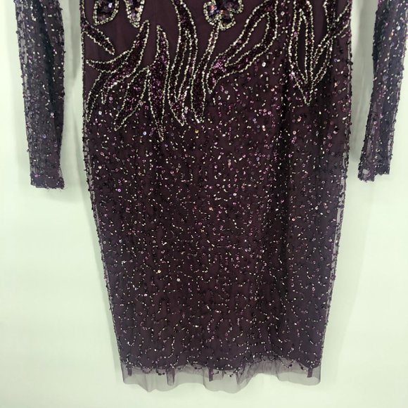 Adrianna Papell Purple Sequin Cocktail Dress 4 - Picture 6 of 8